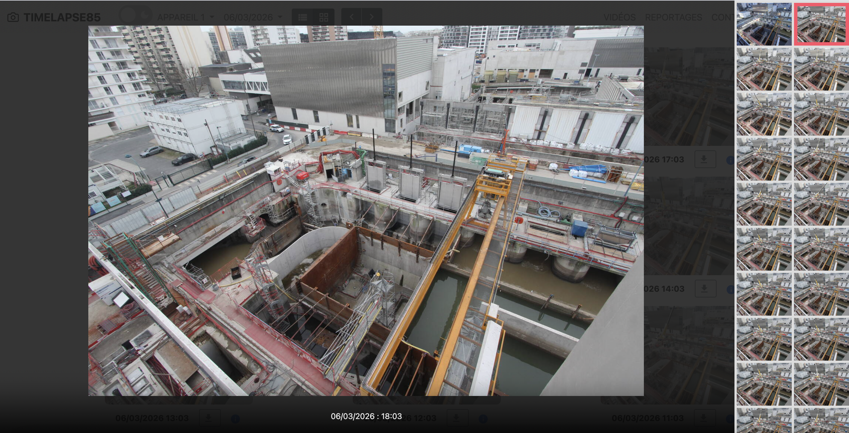 Vue HD — Exploration plein écran avec timeline de navigation